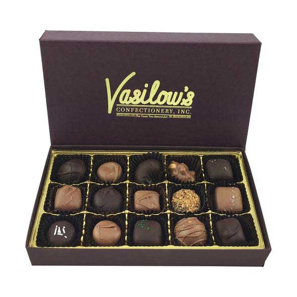 Vasilow's 15 piece Sampler Box of Homemade Chocolates