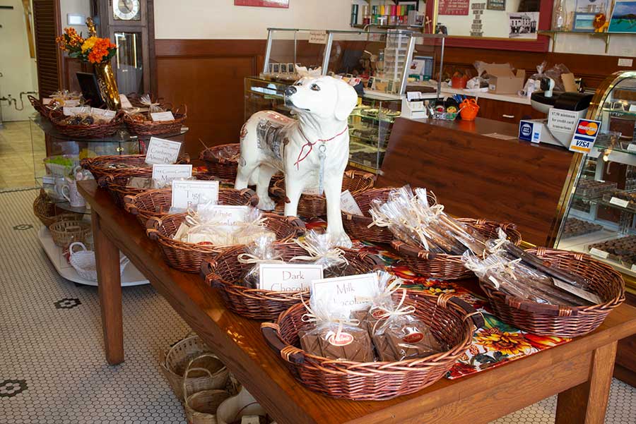 Interior of Vasilow's showing variety of homemade candy treats